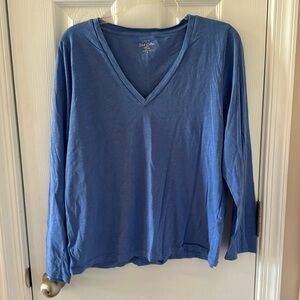 JCrew  Blue V-Neck Long Sleeve Top